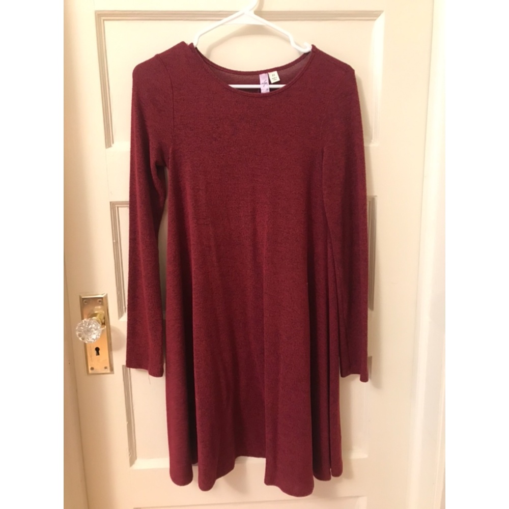 Super Soft Fleece Sweater Skater dress in red